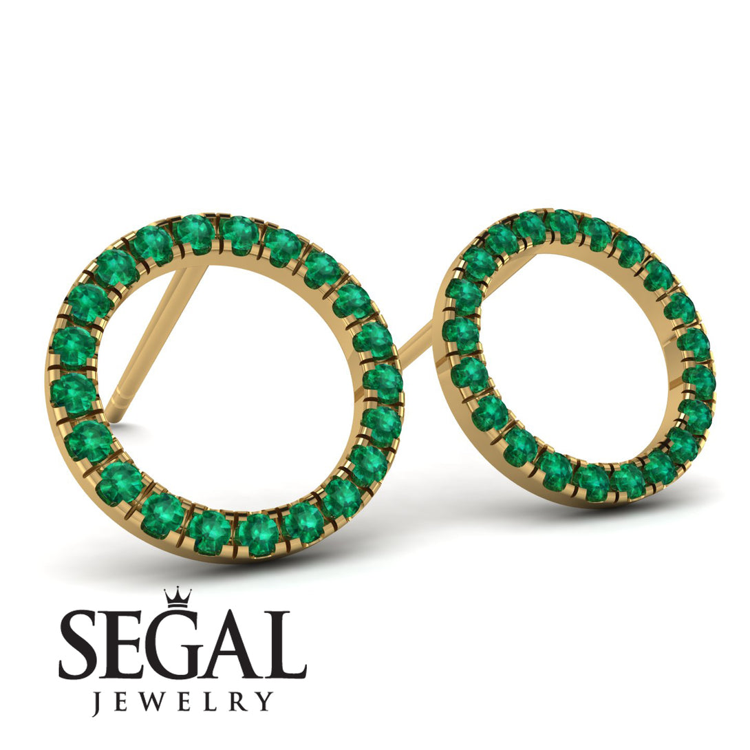 Circle Stud Emerald Earring - Lucille No. 4