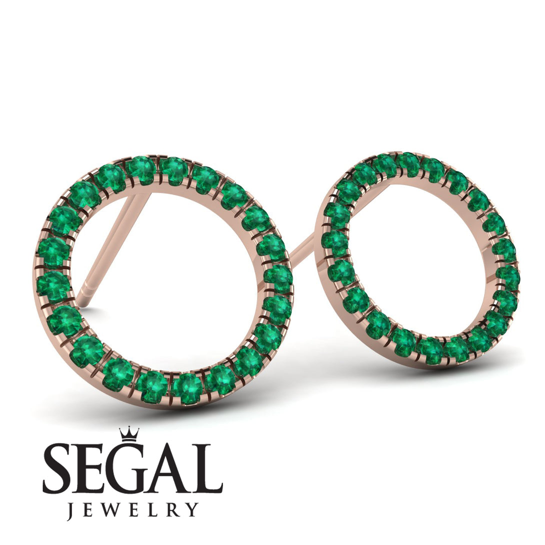 Circle Stud Emerald Earring - Lucille No. 5