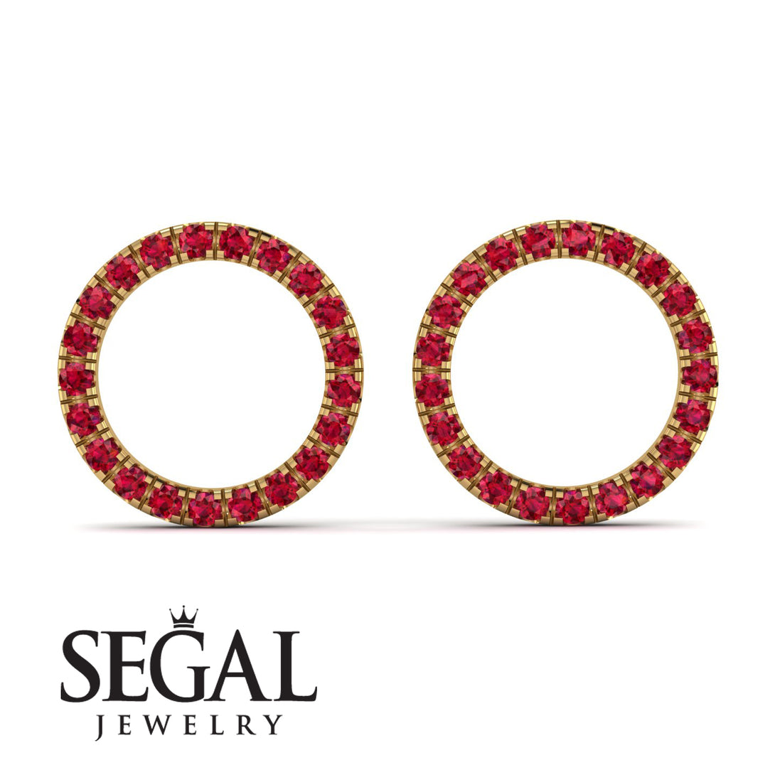 Circle Stud Ruby Earring - Lucille No. 10
