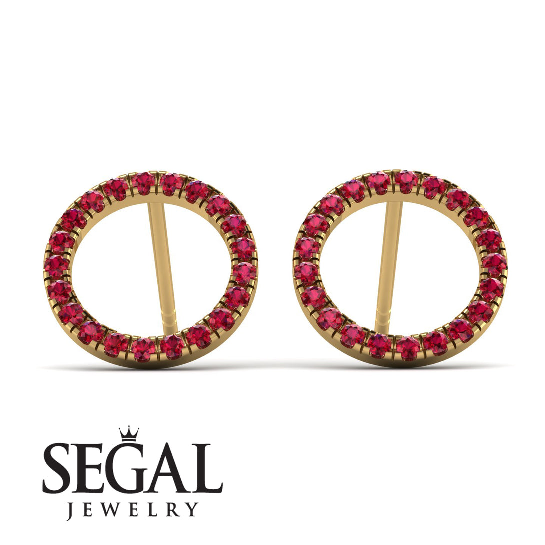 Circle Stud Ruby Earring - Lucille No. 10