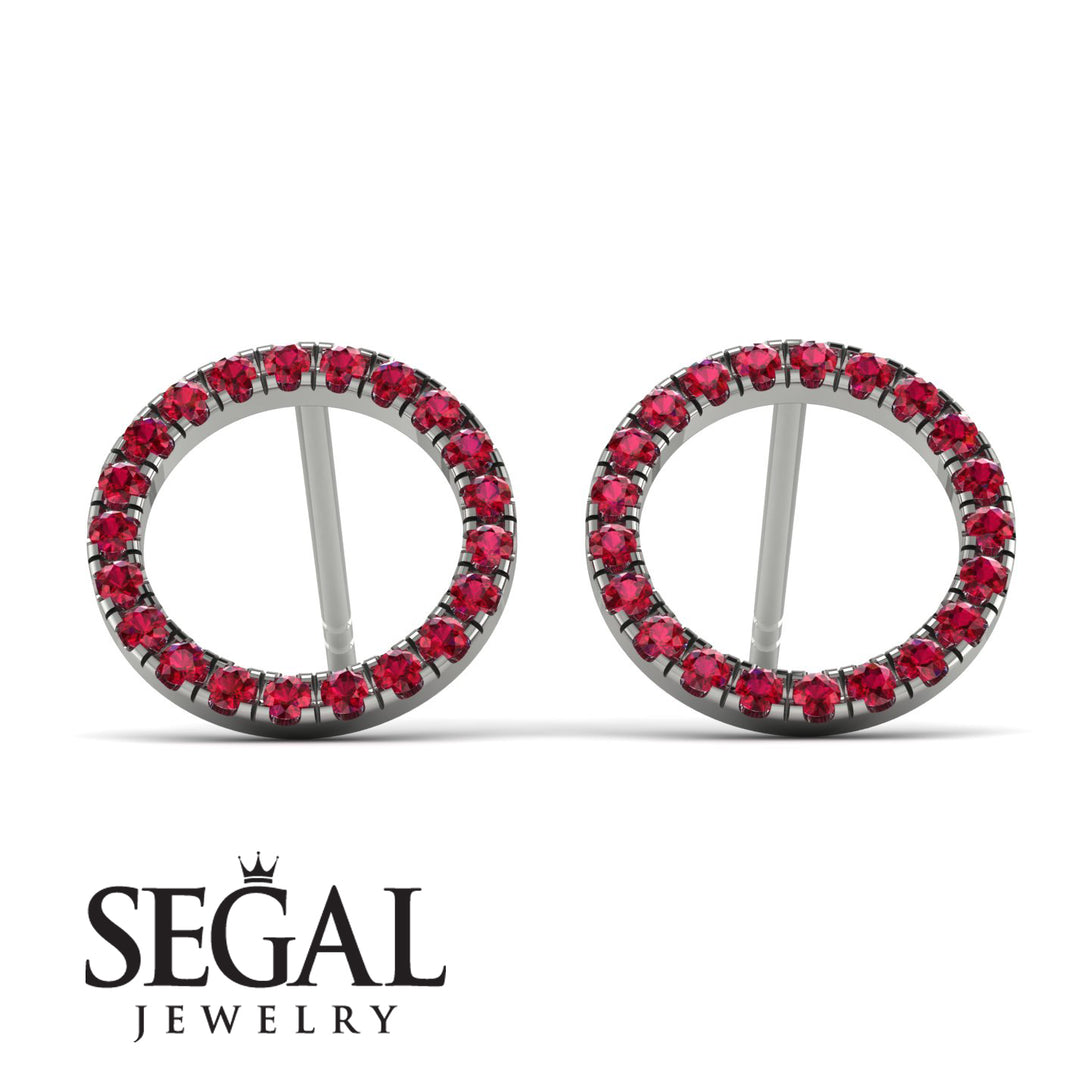 Circle Stud Ruby Earring - Lucille No. 12