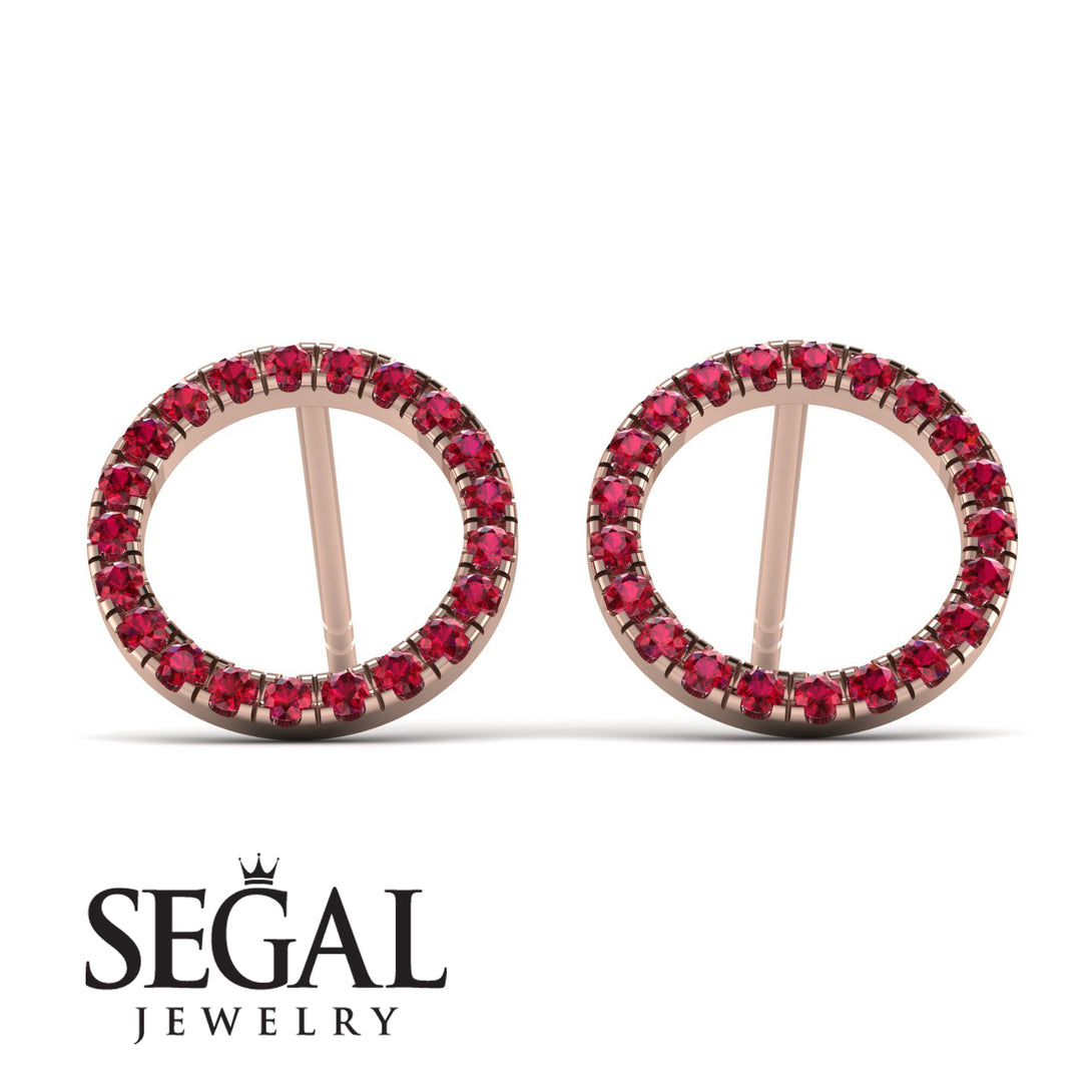 Circle Stud Ruby Earring - Lucille No. 11