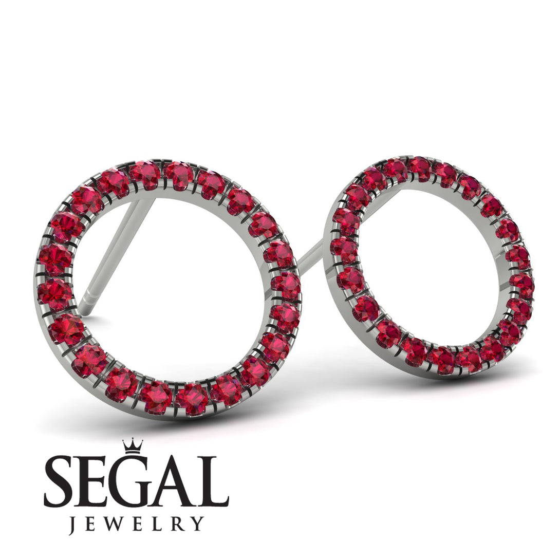 Circle Stud Ruby Earring - Lucille No. 12