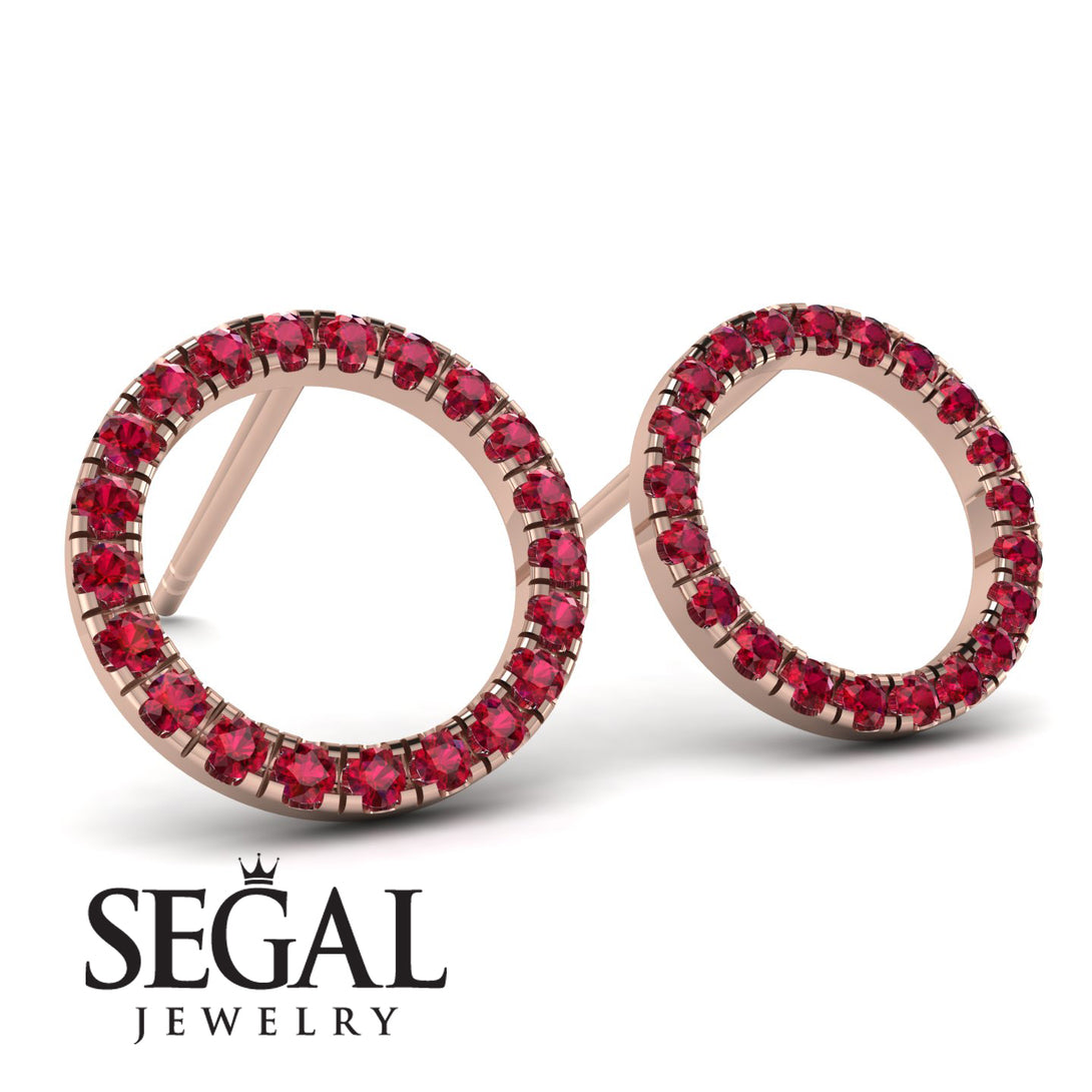 Circle Stud Ruby Earring - Lucille No. 11