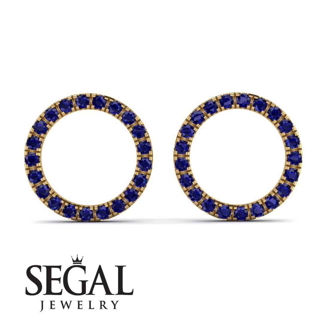 Circle Stud Sapphire Earring - Lucille No. 13