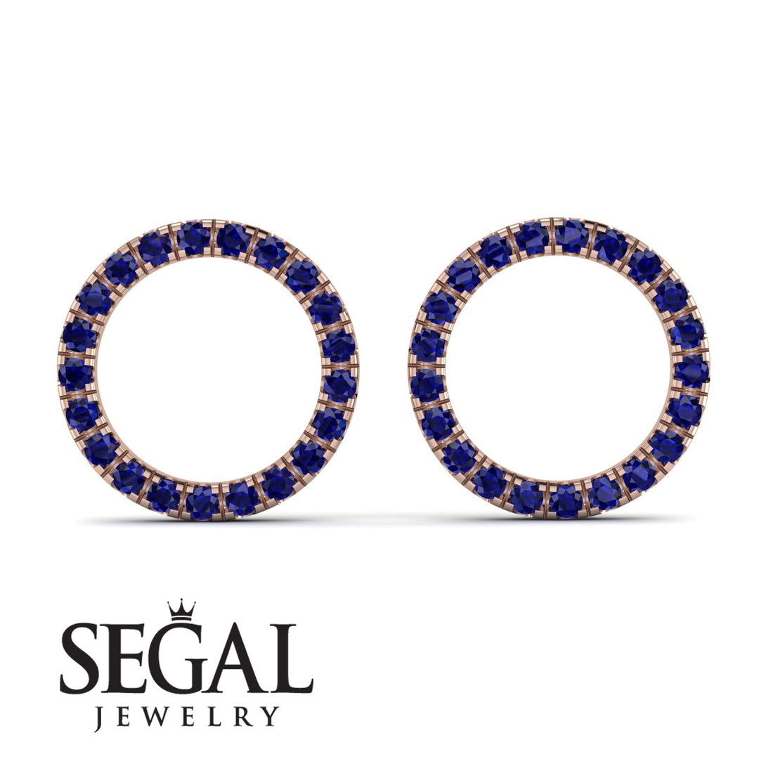 Circle Stud Sapphire Earring - Lucille No. 14