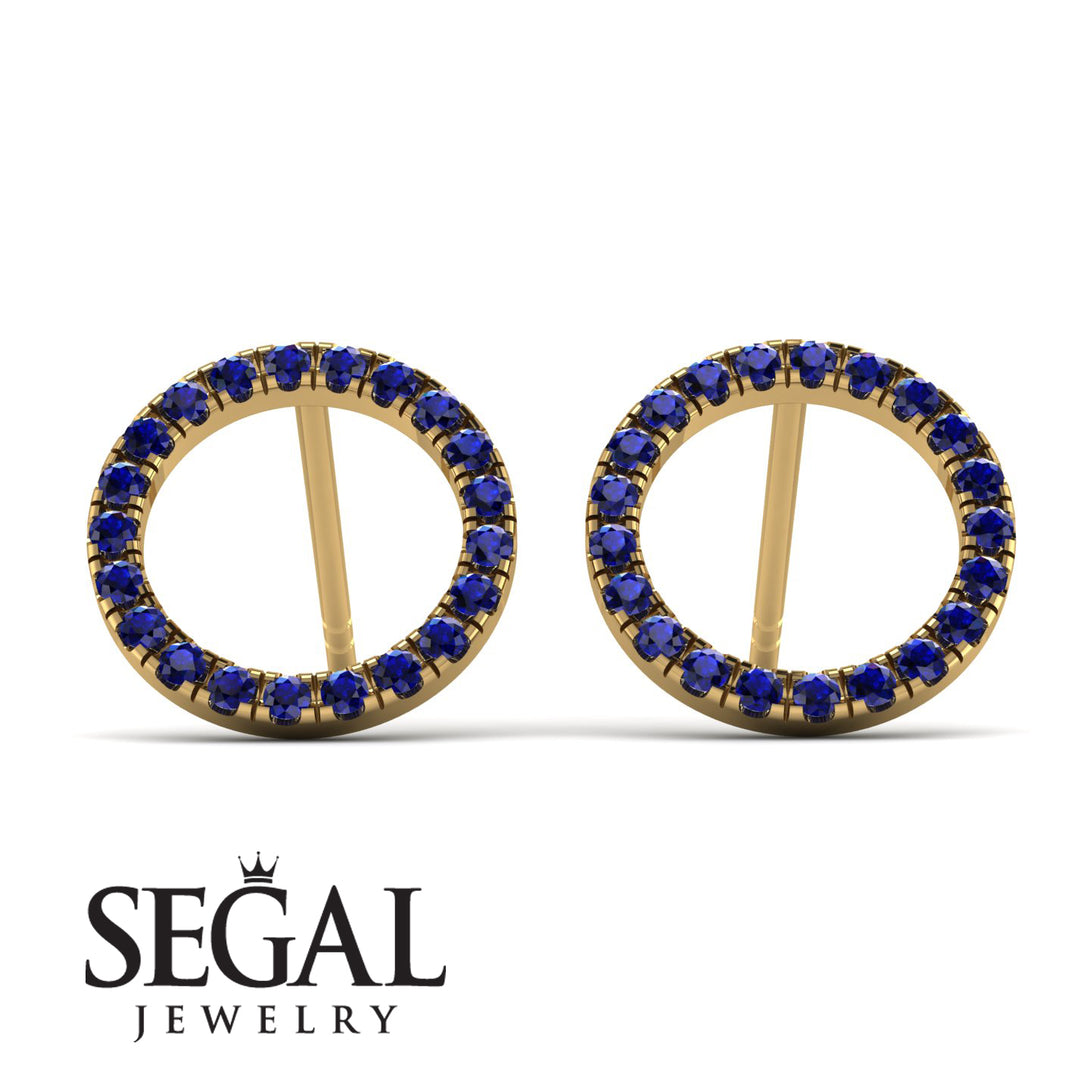 Circle Stud Sapphire Earring - Lucille No. 13