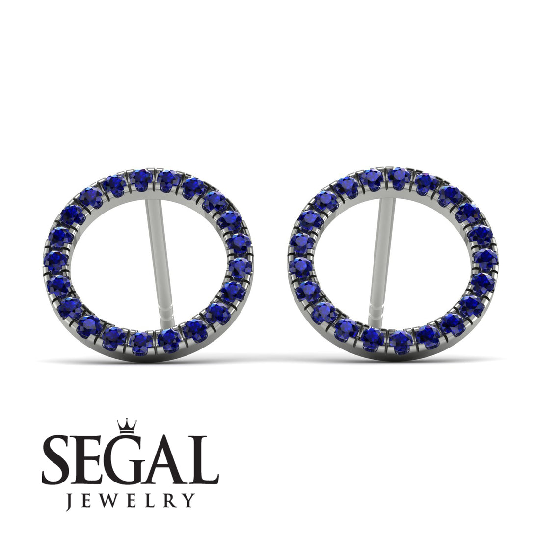 Circle Stud Sapphire Earring - Lucille No. 15