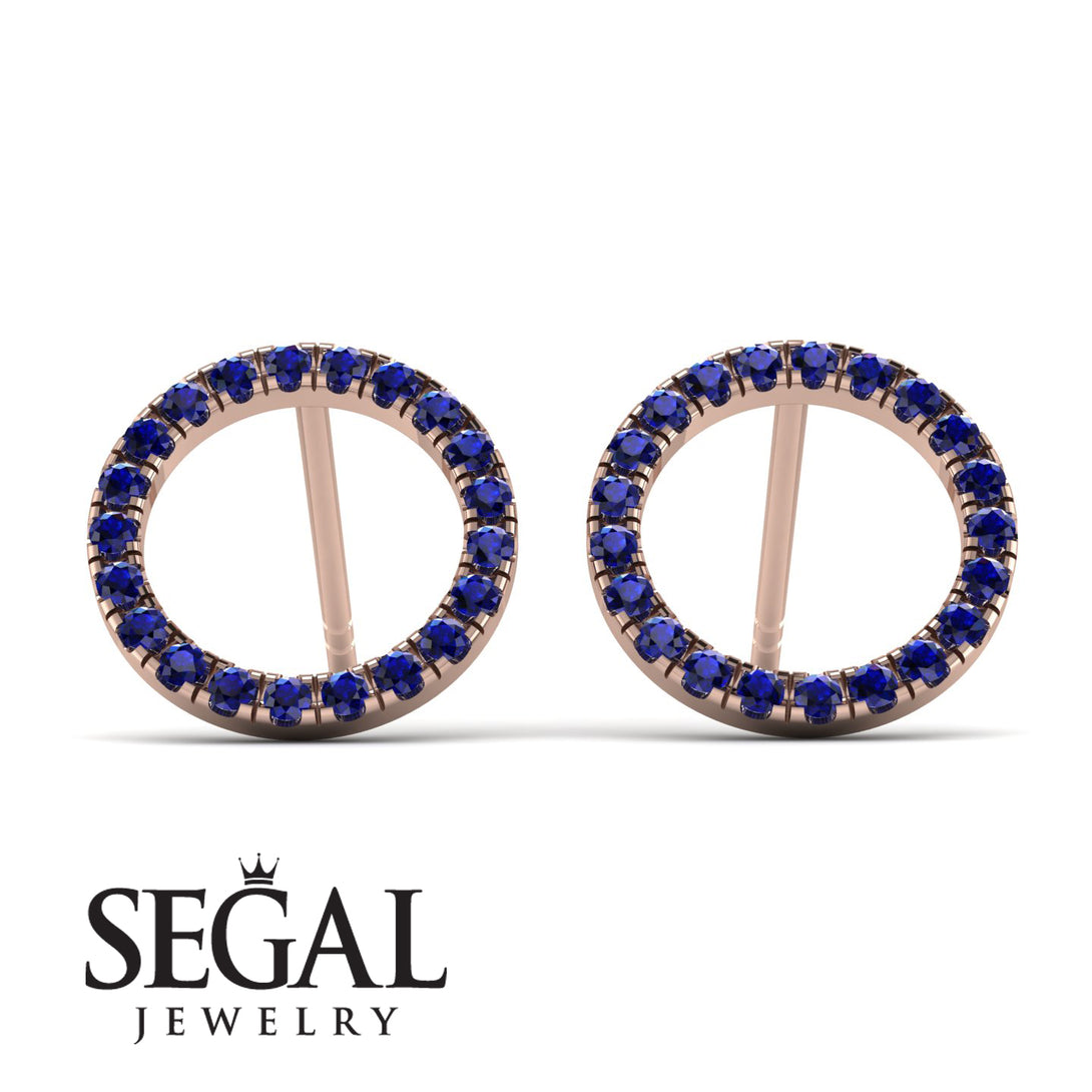 Circle Stud Sapphire Earring - Lucille No. 14