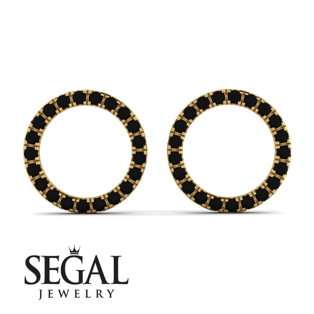 Circle Stud Black Diamond Earring - Lucille No. 7