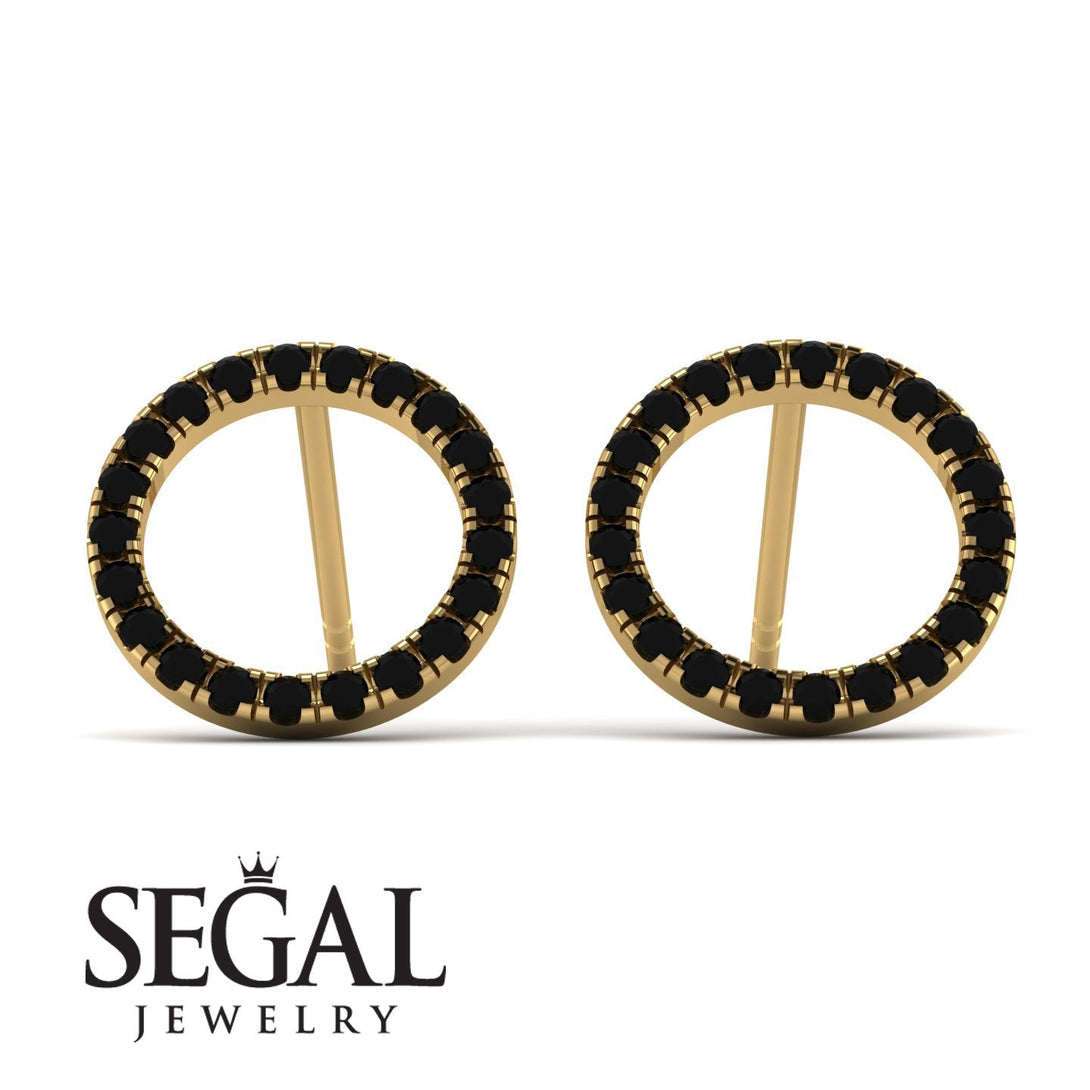 Circle Stud Black Diamond Earring - Lucille No. 7
