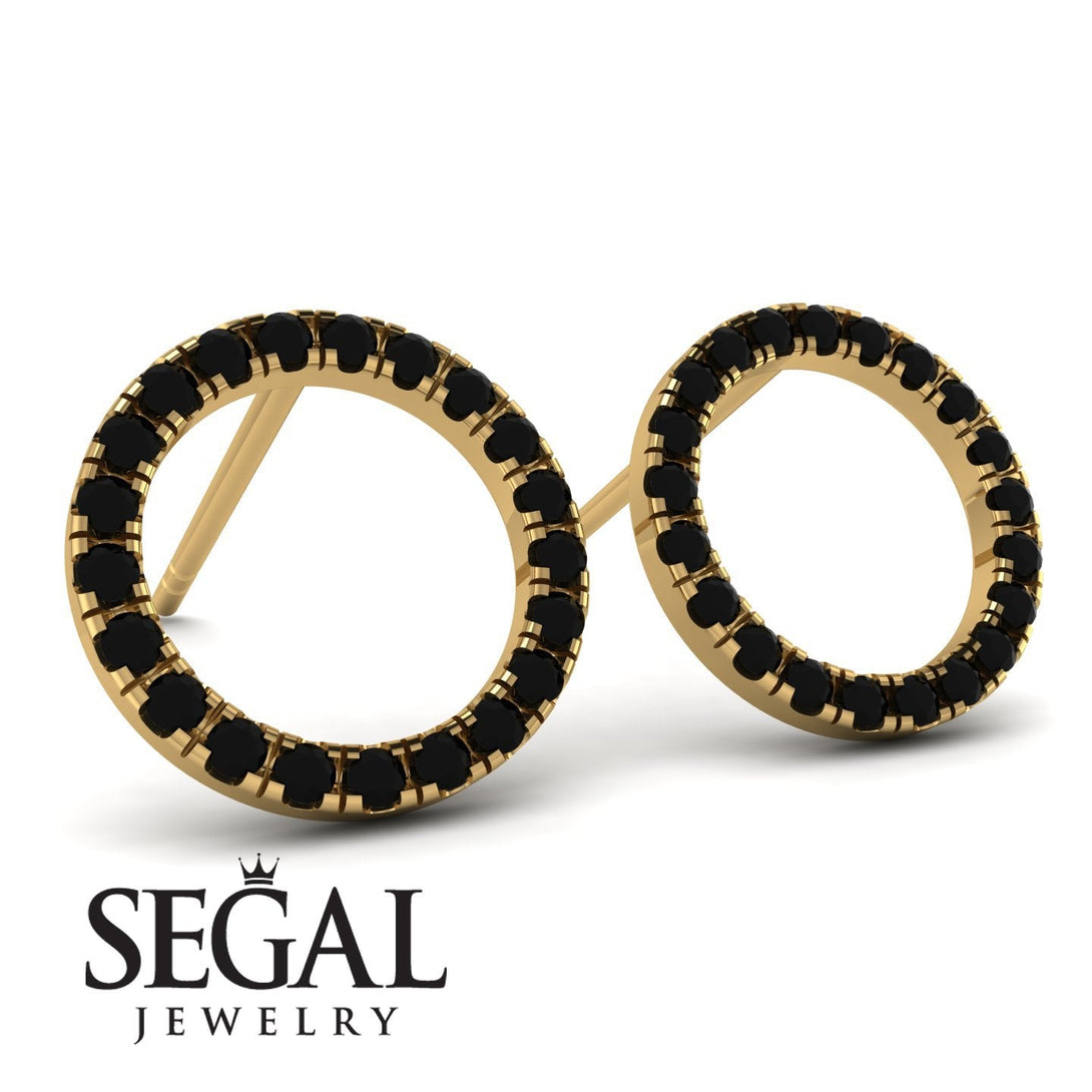 Circle Stud Black Diamond Earring - Lucille No. 7