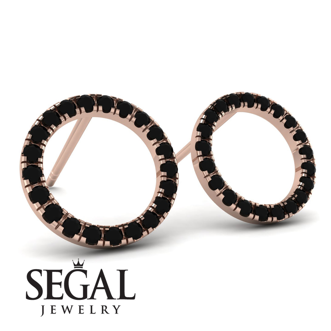Circle Stud Black Diamond Earring - Lucille No. 8