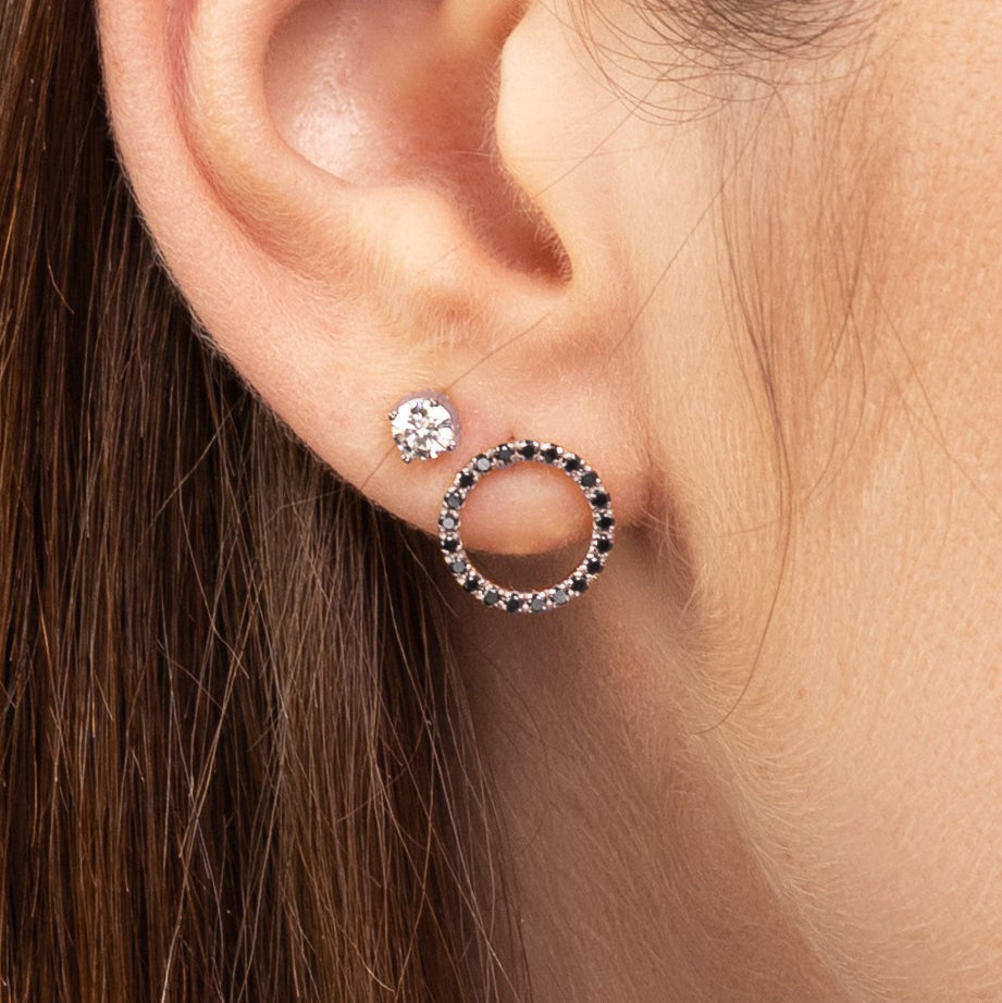 Circle Stud Black Diamond Earring - Lucille No. 9