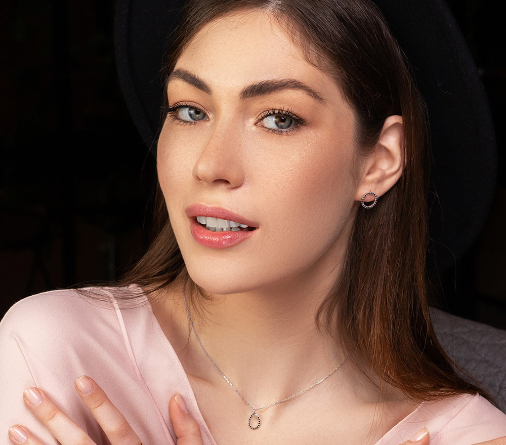 Circle Stud Black Diamond Earring - Lucille No. 9