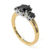 Two Tones Classic 3 Stone Black Diamond Engagement Ring - Sofia No. 80