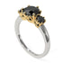 Two Tones Classic 3 Stone Black Diamond Engagement Ring - Sofia No. 80