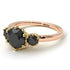 Two Tones Classic 3 Stone Black Diamond Engagement Ring - Sofia No. 79