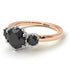 Two Tones Classic 3 Stone Black Diamond Engagement Ring - Sofia No. 81
