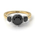 Two Tones Classic 3 Stone Black Diamond Engagement Ring - Sofia No. 80
