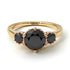 Two Tones Classic 3 Stone Black Diamond Engagement Ring - Sofia No. 79