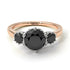 Two Tones Classic 3 Stone Black Diamond Engagement Ring - Sofia No. 81