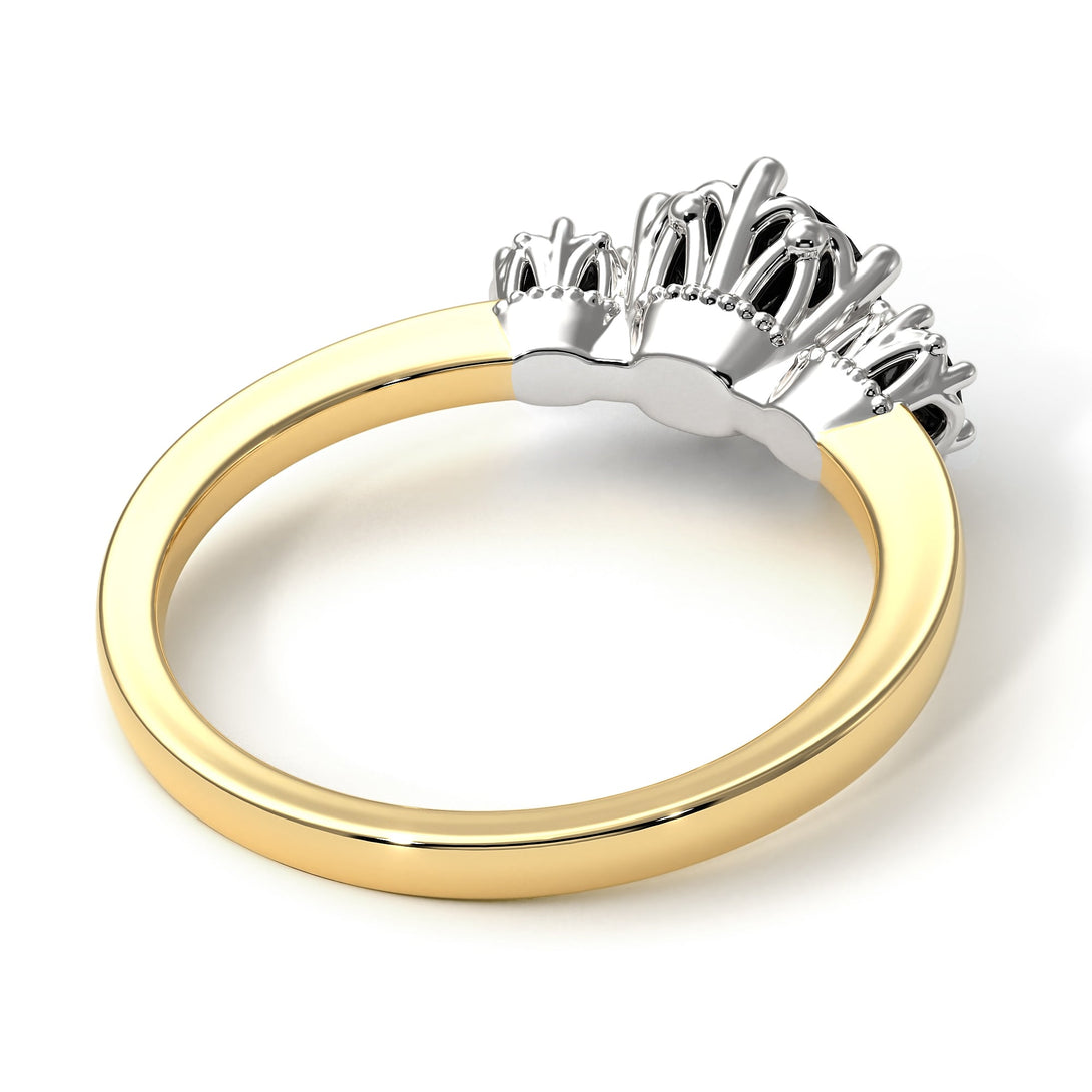 Two Tones Classic 3 Stone Black Diamond Engagement Ring - Sofia No. 80