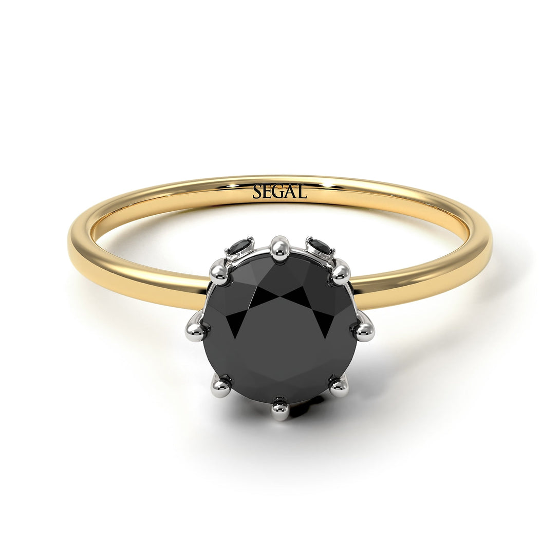 Two Tones Classic Black Diamond Ring With Hidden Stones - Elliana No. 20