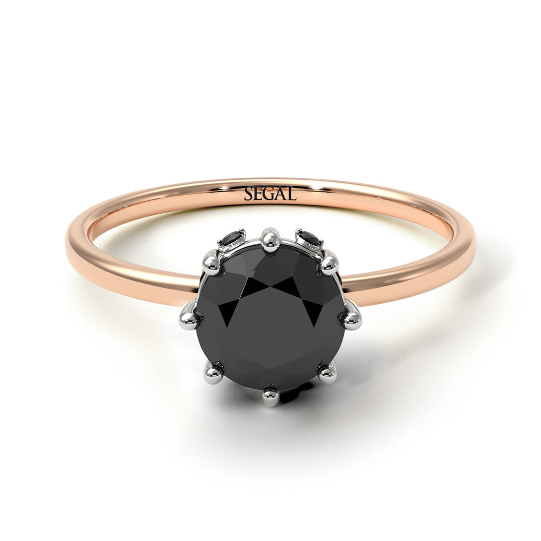 Two Tones Classic Black Diamond Ring With Hidden Stones - Elliana No. 21