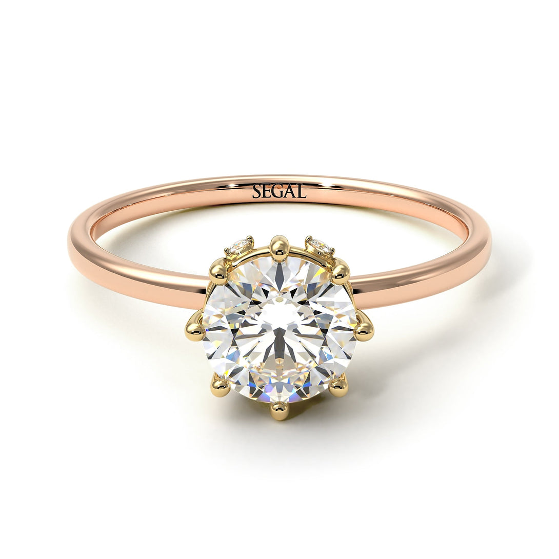 Two Tones Classic Diamond Ring With Hidden Stones - Elliana No. 16