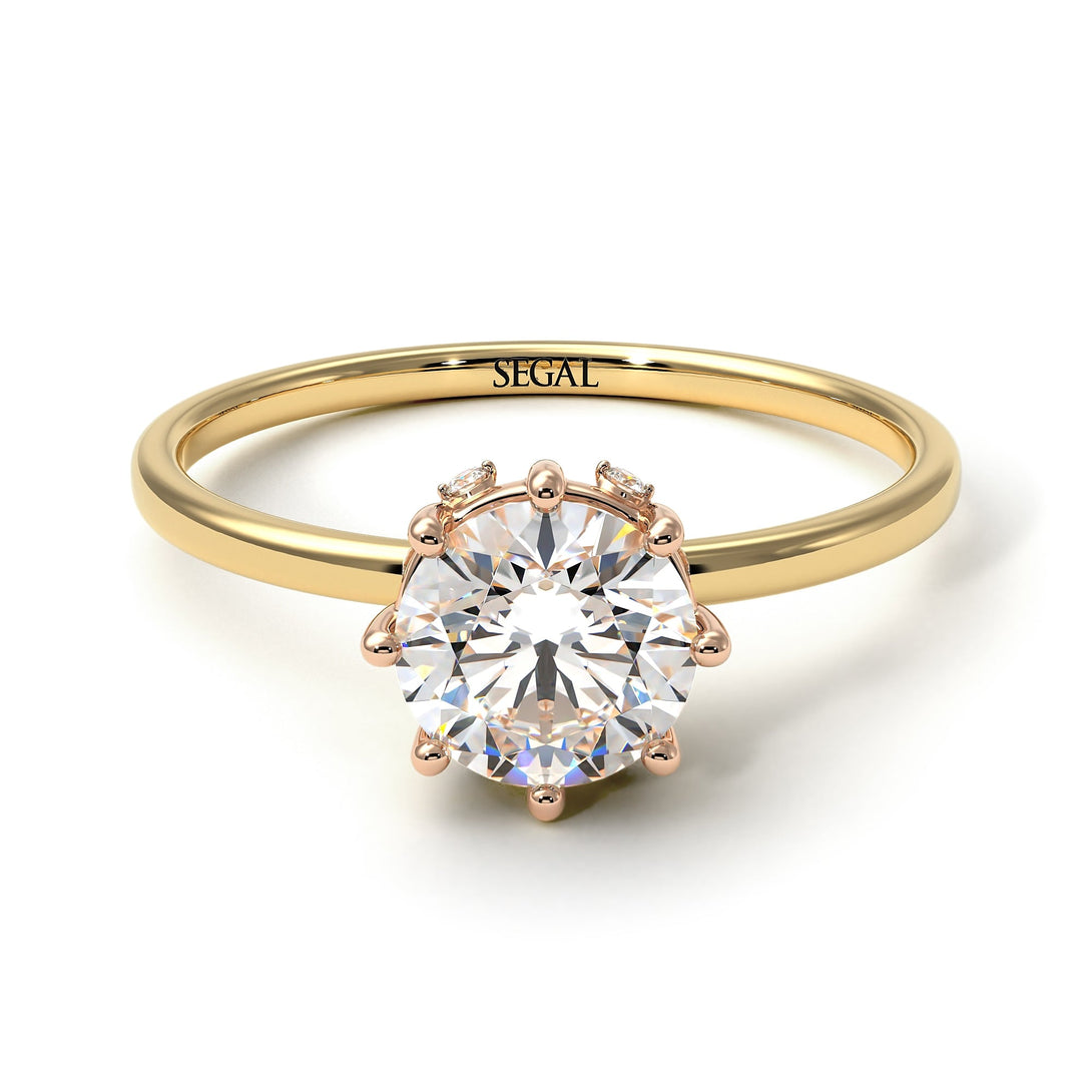Two Tones Classic Diamond Ring With Hidden Stones - Elliana No. 16