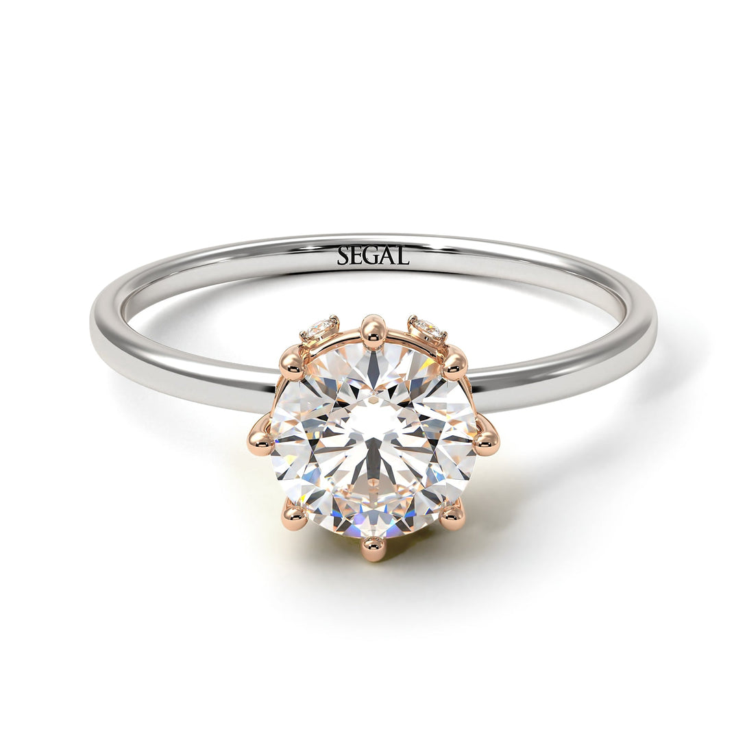Two Tones Classic Diamond Ring With Hidden Stones - Elliana No. 18