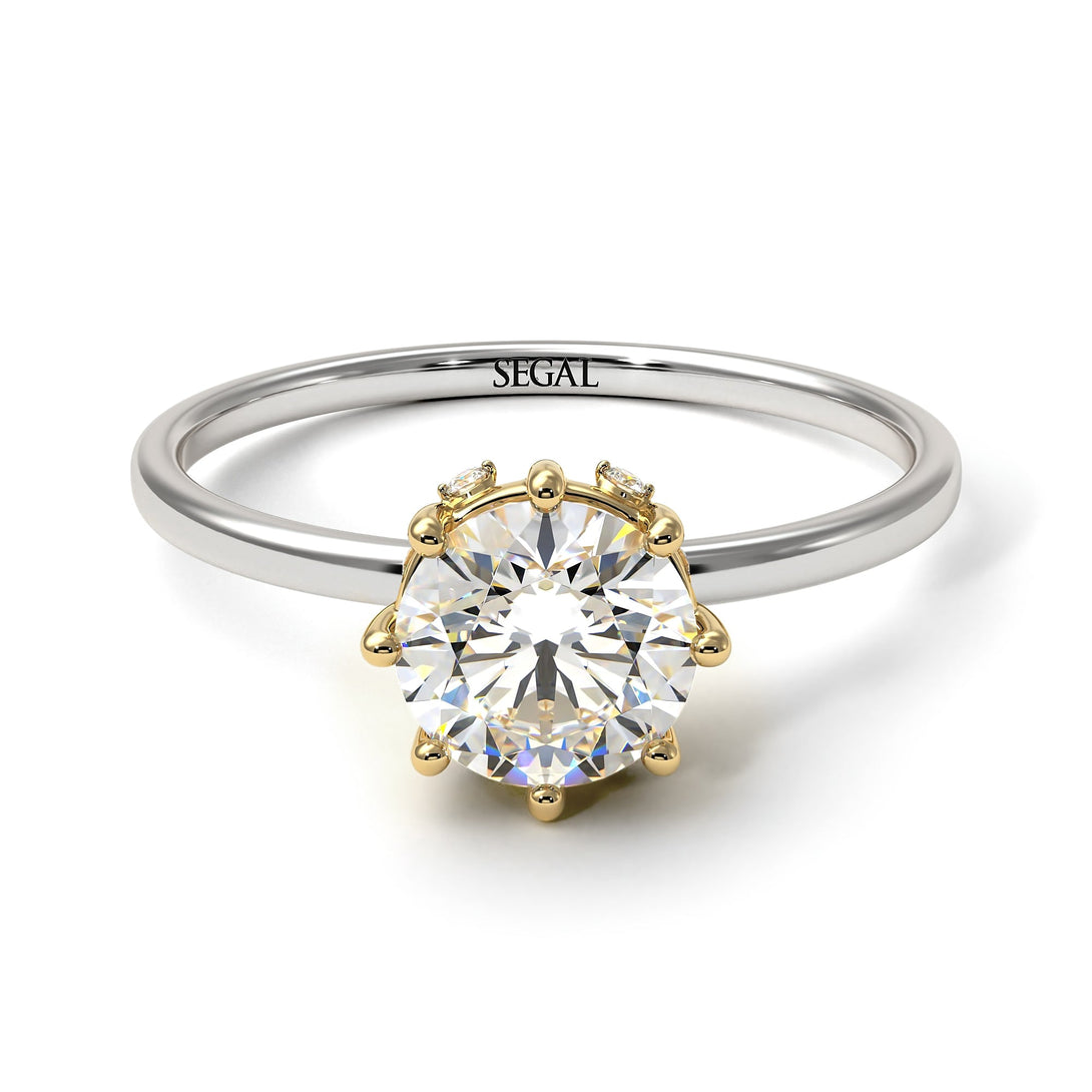Two Tones Classic Diamond Ring With Hidden Stones - Elliana No. 17