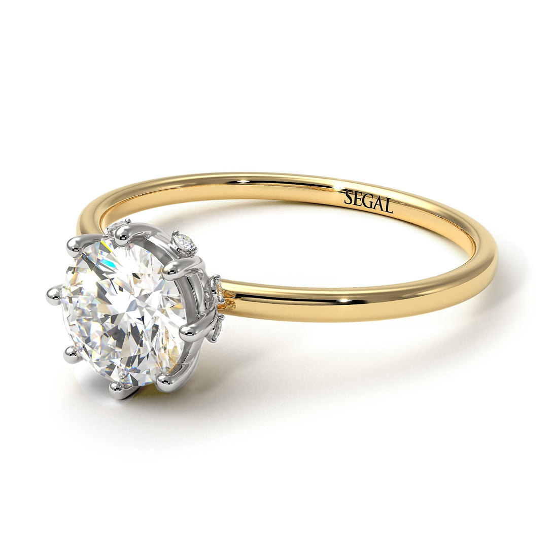 Two Tones Classic Diamond Ring With Hidden Stones - Elliana No. 17