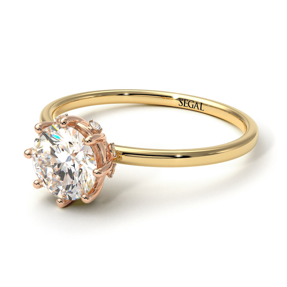 Two Tones Classic Diamond Ring With Hidden Stones - Elliana No. 16