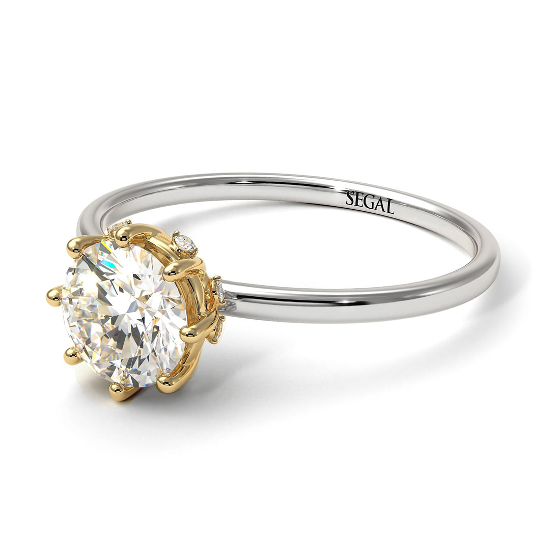 Two Tones Classic Diamond Ring With Hidden Stones - Elliana No. 17