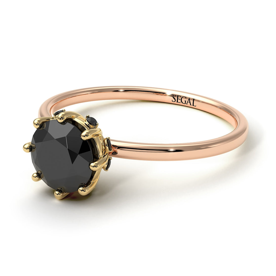 Two Tones Classic Black Diamond Ring With Hidden Stones - Elliana No. 19