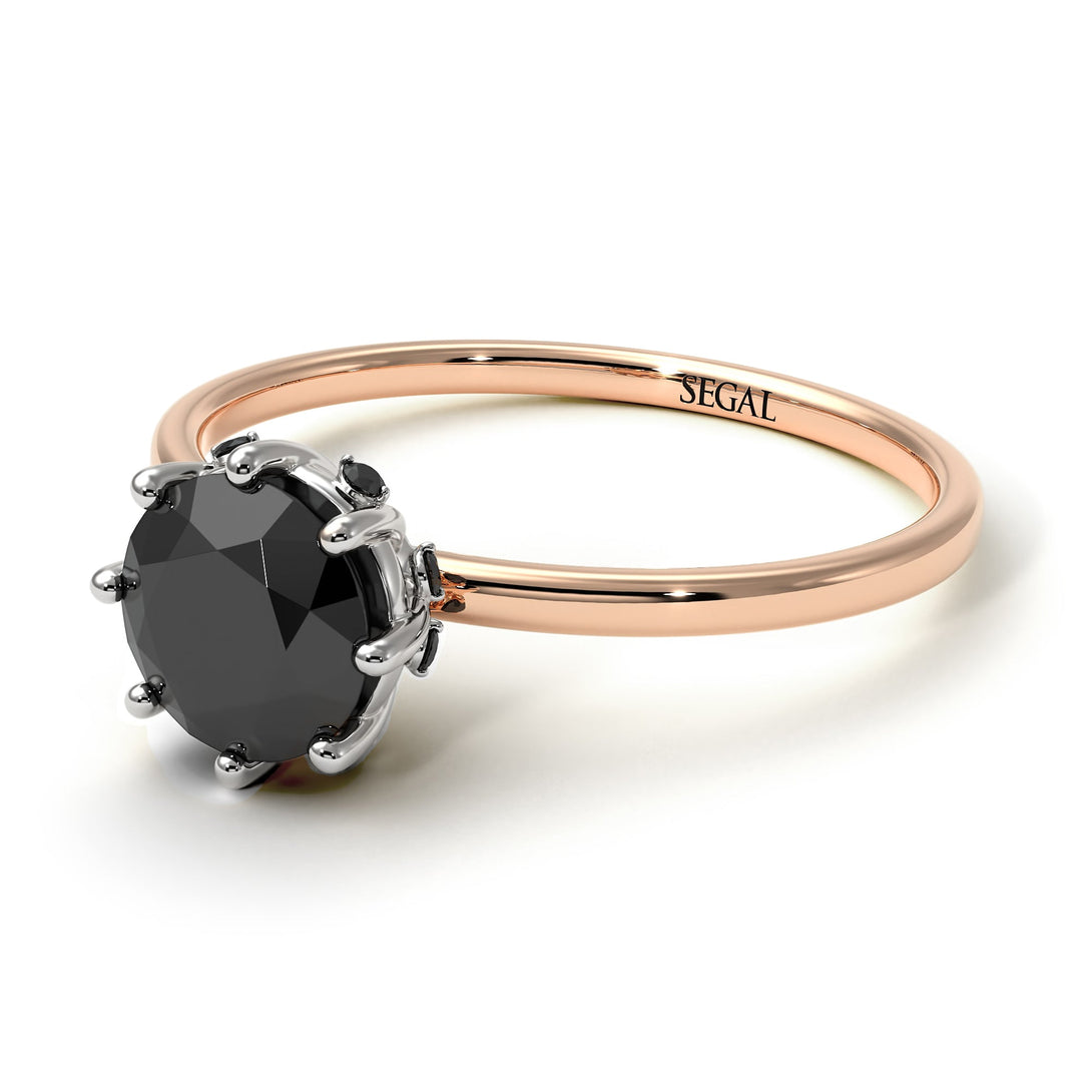 Two Tones Classic Black Diamond Ring With Hidden Stones - Elliana No. 21