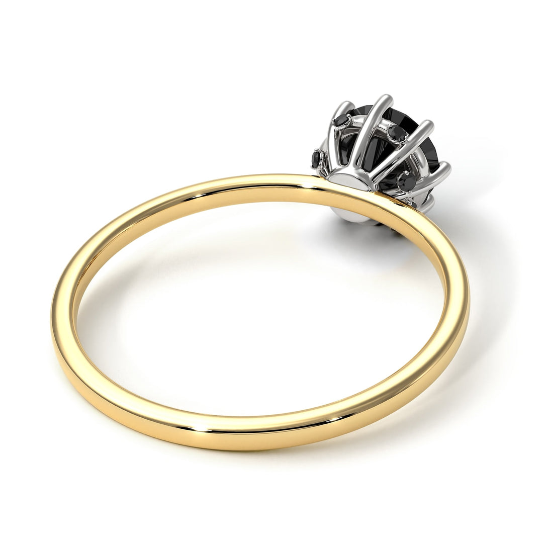 Two Tones Classic Black Diamond Ring With Hidden Stones - Elliana No. 20