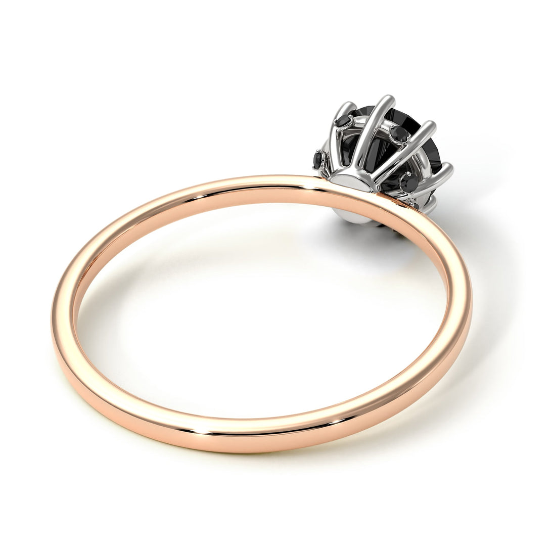 Two Tones Classic Black Diamond Ring With Hidden Stones - Elliana No. 21