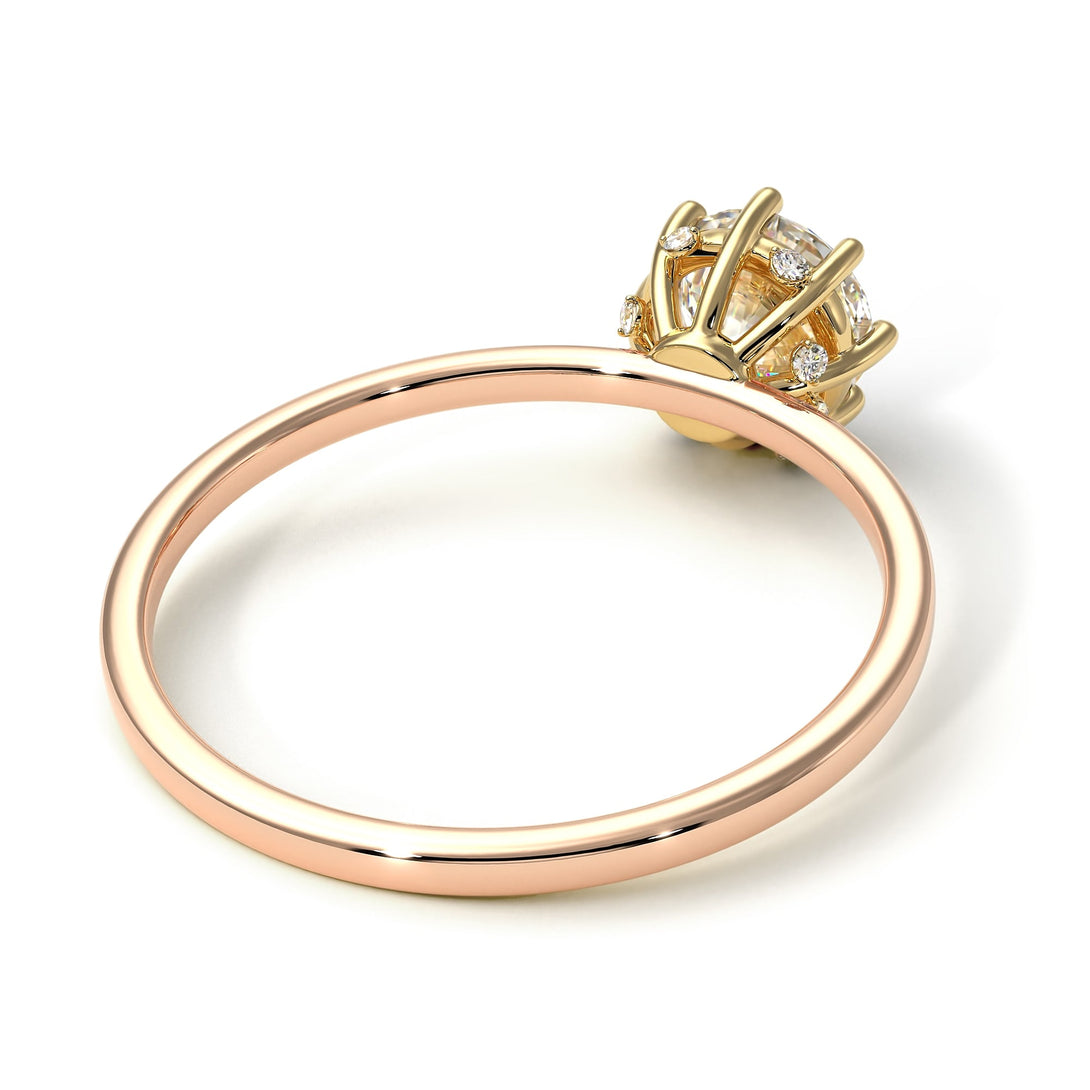 Two Tones Classic Diamond Ring With Hidden Stones - Elliana No. 16