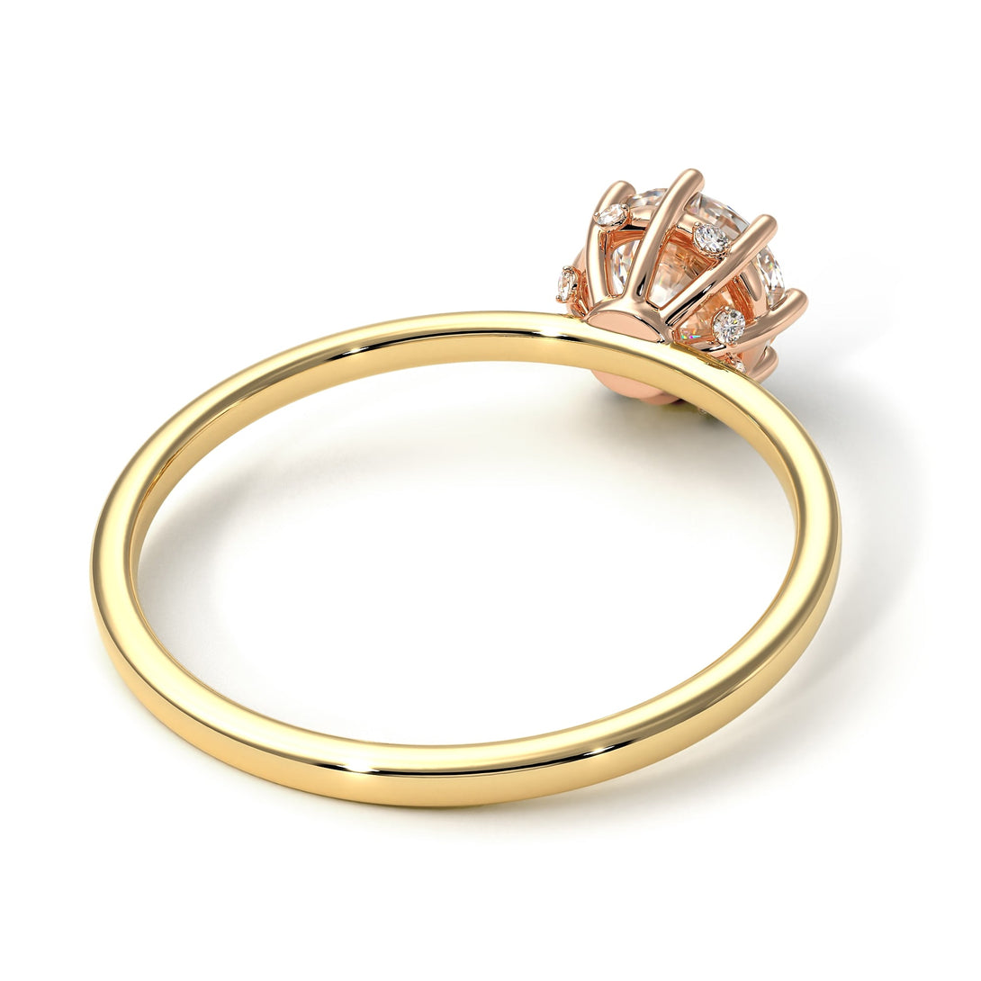 Two Tones Classic Diamond Ring With Hidden Stones - Elliana No. 16