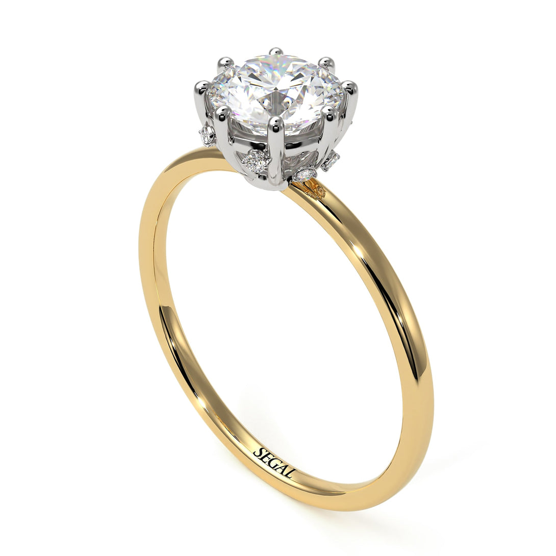 Two Tones Classic Diamond Ring With Hidden Stones - Elliana No. 17