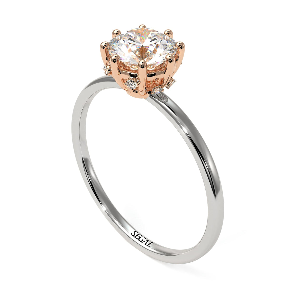 Two Tones Classic Diamond Ring With Hidden Stones - Elliana No. 18