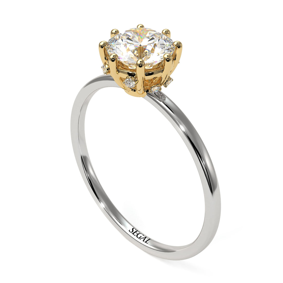Two Tones Classic Diamond Ring With Hidden Stones - Elliana No. 17