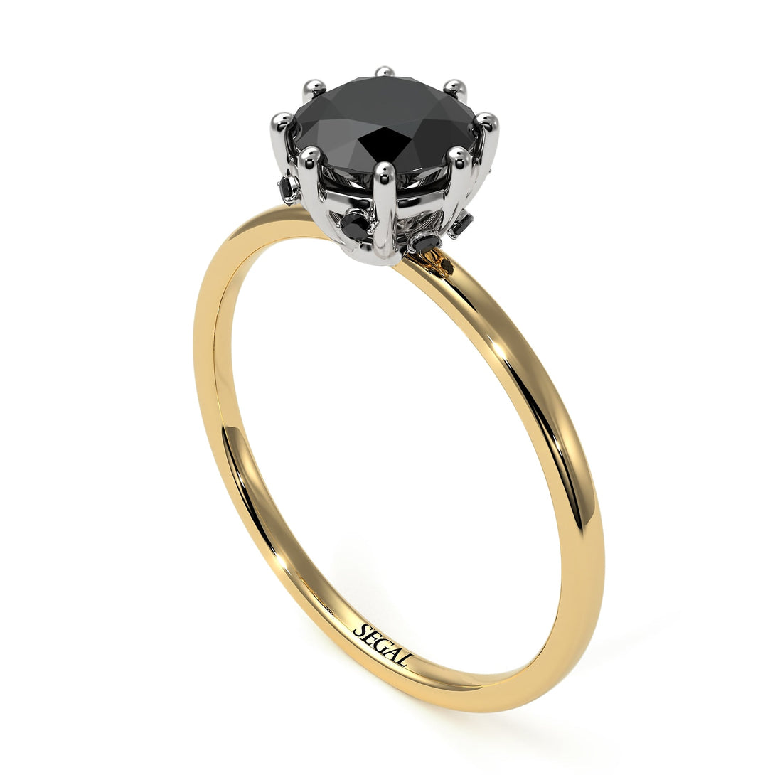 Two Tones Classic Black Diamond Ring With Hidden Stones - Elliana No. 20