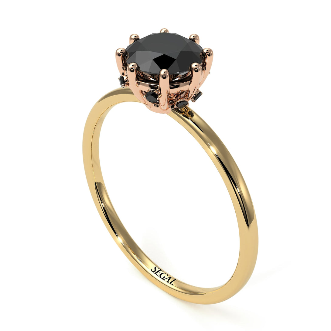 Two Tones Classic Black Diamond Ring With Hidden Stones - Elliana No. 19