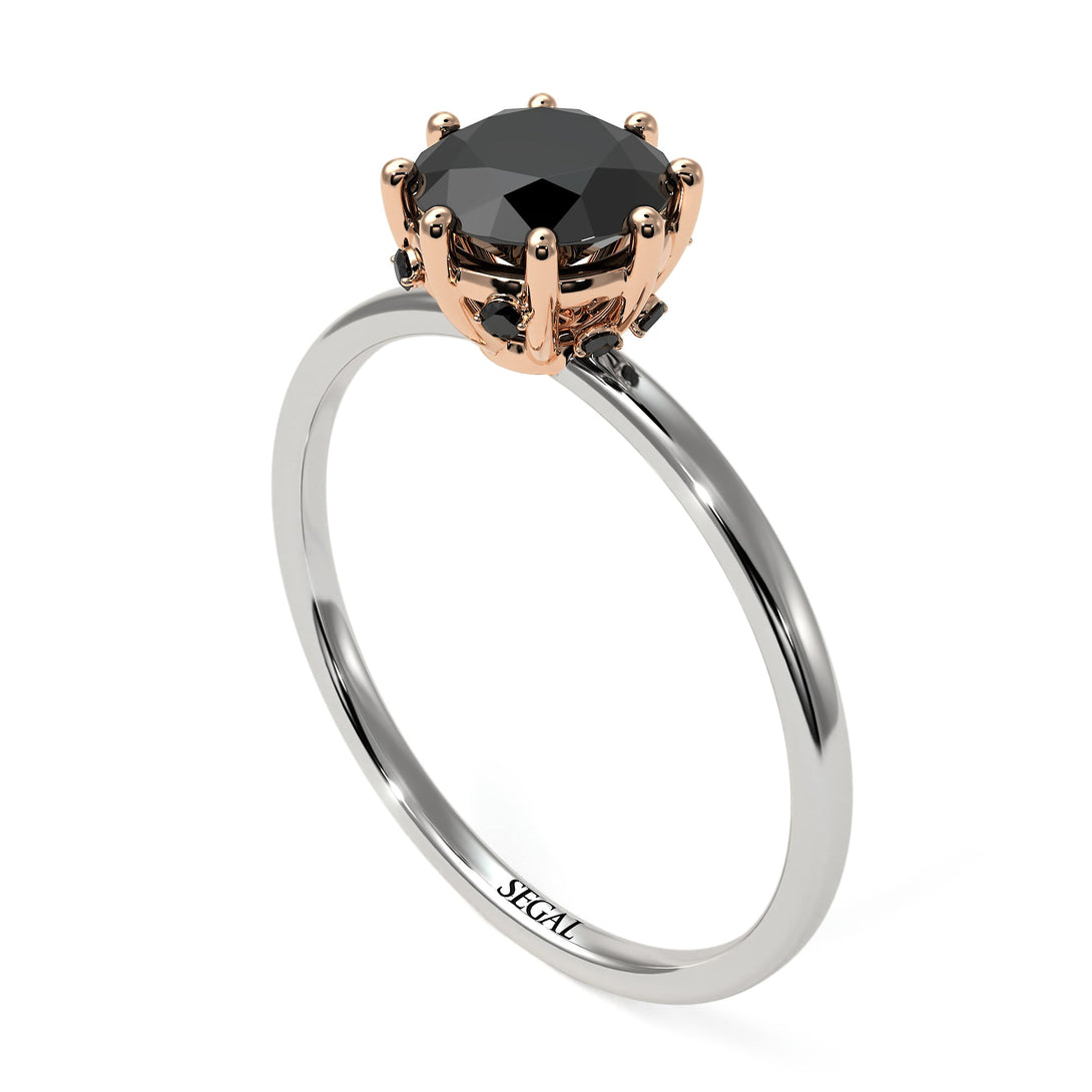 Two Tones Classic Black Diamond Ring With Hidden Stones - Elliana No. 21