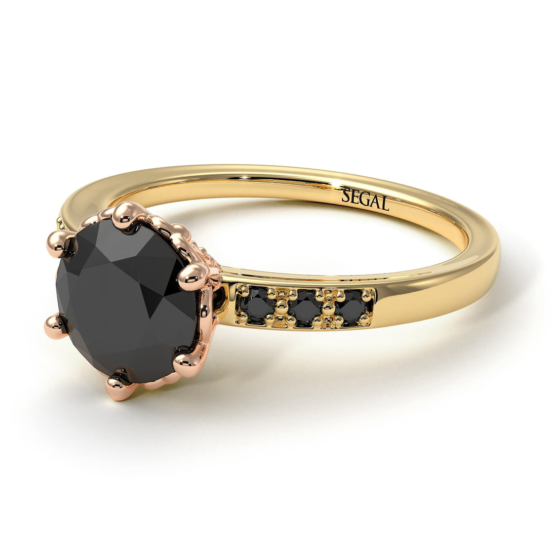 Two Tones Classic Black Diamond Vintage Ring - Olivia No. 34
