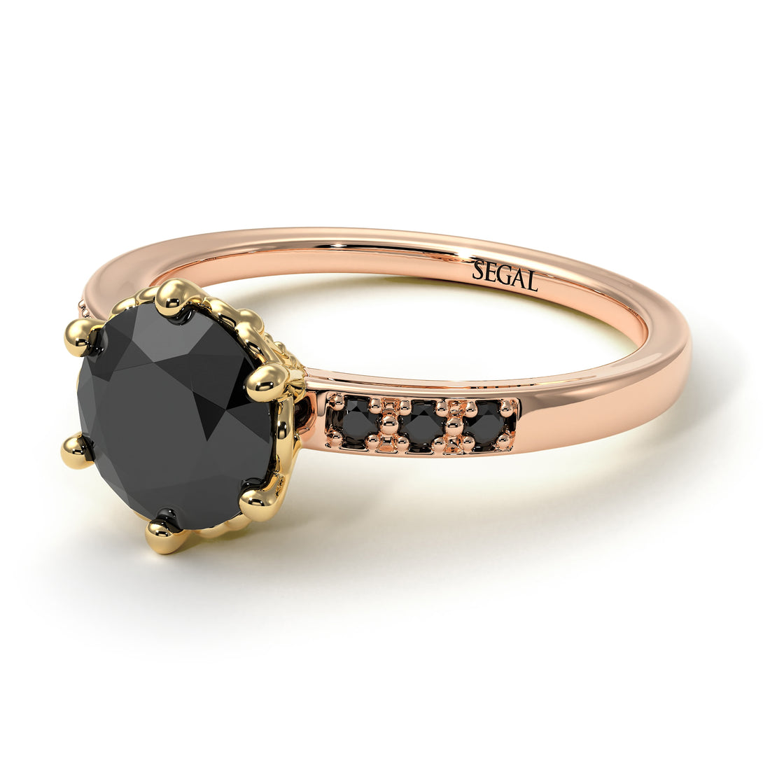 Two Tones Classic Black Diamond Vintage Ring - Olivia No. 34